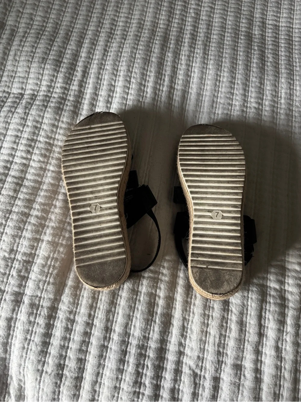 a.n.a Carmine Black Espadrille Flatform Sandals Platform Strappy Jute Sole Sz 7M